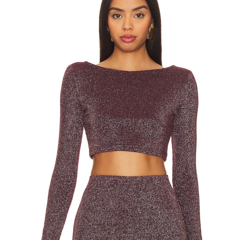 Revolve Gabby Shoulder Pad Cropped Long Sleeve